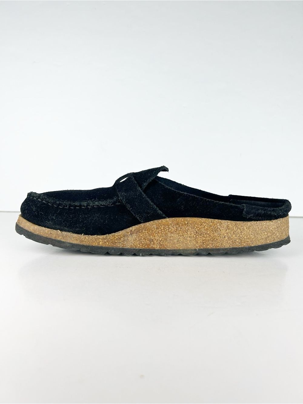 Birkenstock Buckley Black Suede Leather Slip On Shoes Moc Toe Mules EU 39 US L 8 - Picture 7 of 13
